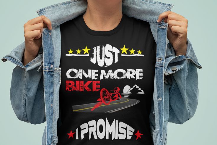 Just One More Bike I Promise T-shirt essentiel Motivation Tshirt, Tshirt Sayings, Motivational Tshirt, Coffee Shirts, Car Lover, Dog Shirt, I Promise, Classic T Shirts, Tshirt Designs