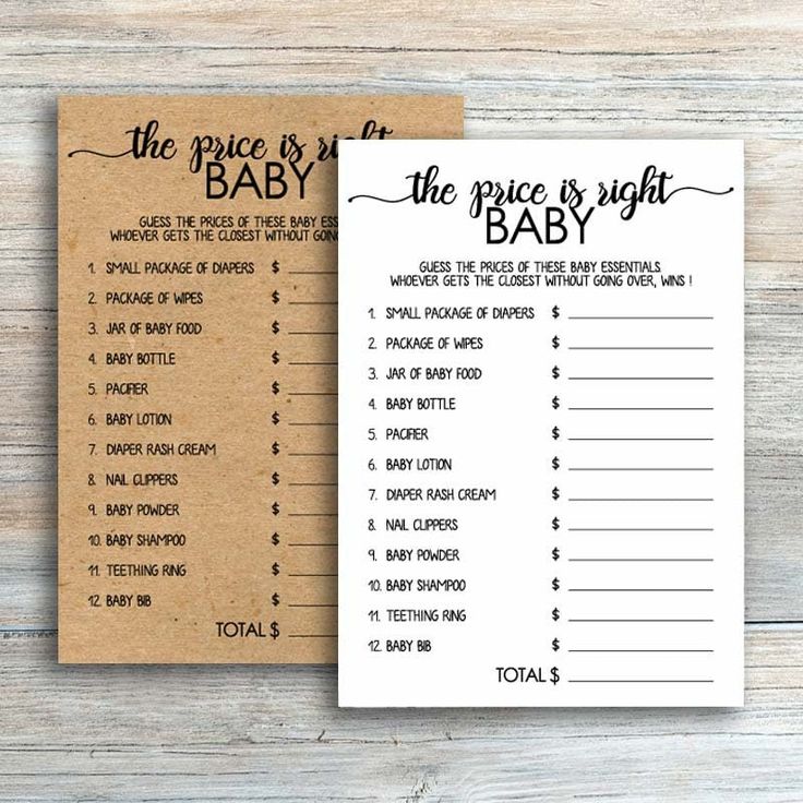 the price is right baby shower game