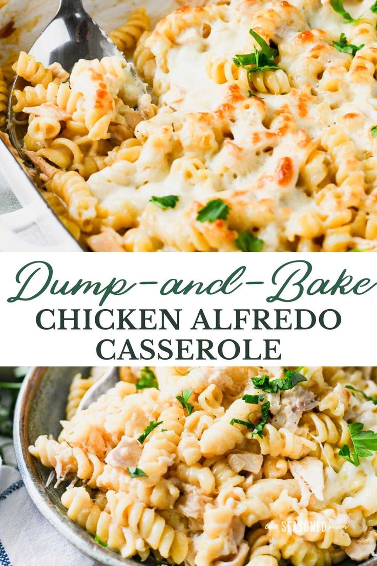 dumpp and bake chicken alfredo casserole in a pan