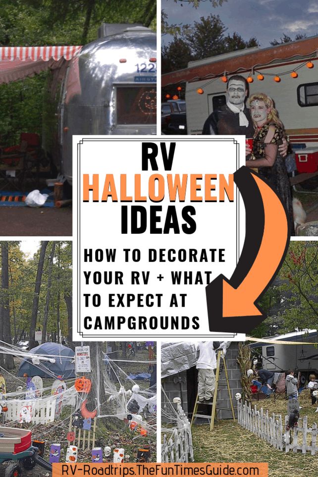 rv halloween ideas with text overlay that reads rv halloween ideas how to decorate your rv what to expect at campgrounds