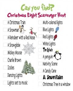 a christmas light scaver hunt is shown in this graphic file, with the words