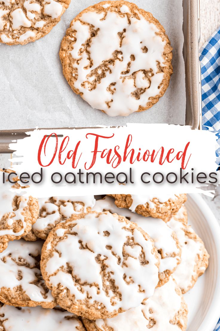 iced oatmeal cookies with white icing on top