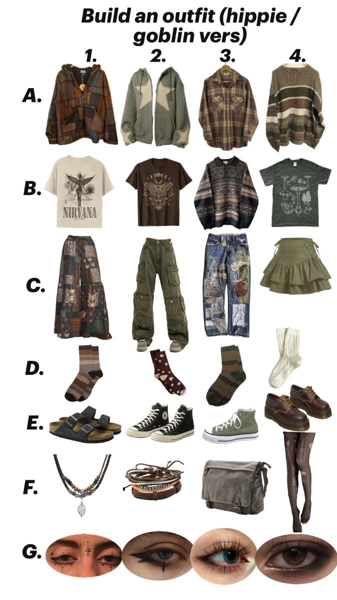 Fairycore Grunge Aesthetic Outfits, Enfp Clothing Style, Summer Outfits Artsy, How To Dress Goblincore, Hobo Outfit Ideas, Grunge Outfits Colorful, Grunge Granola Outfits, Subtle Emo Outfits, Hippie Outfits Black Women