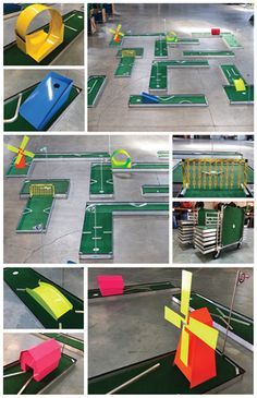 several pictures of different types of play equipment