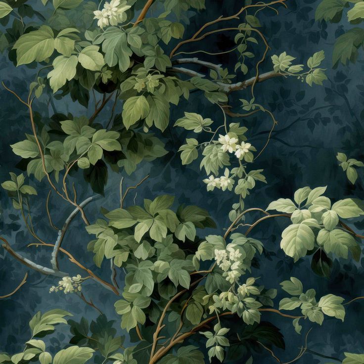 Huggleberry Hill Midnight Ivy Wallpaper Large Print Botanical Wallpaper, Italianate Bathroom, Green Wallpaper Bathroom Ideas, Green William Morris Wallpaper, Evergreen Wallpaper, Bathroom Wallpaper Green Leaves, Ivy Wallpaper, Vine Wallpaper, Ceiling Paper