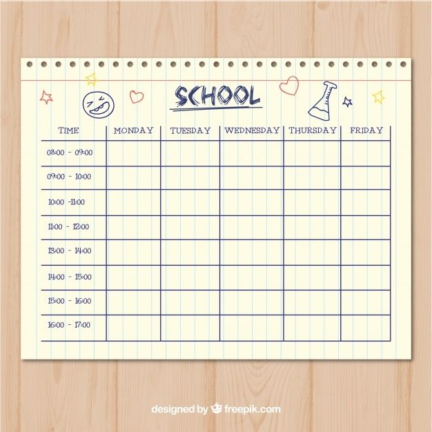 a school timetable is shown on a piece of paper with the word school written in it