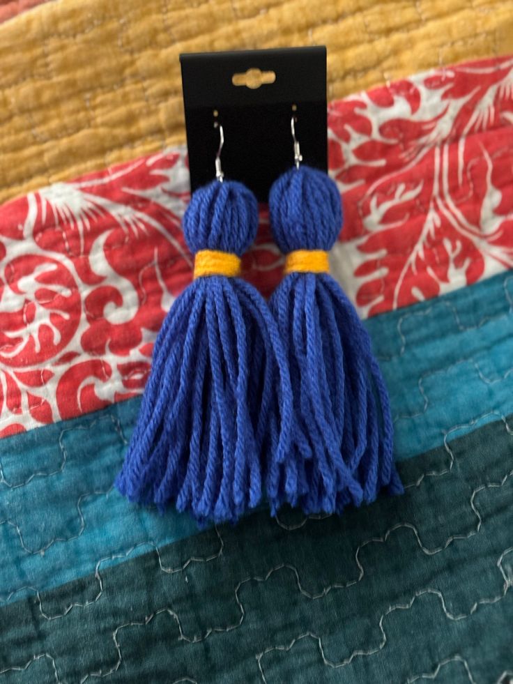 can personalized to any colors you would like!! Blue Fringe Earrings As Gift, Blue Fringe Earrings For Gift, Trendy Blue Tassel Earrings With Fringe, Adjustable Tassel Earrings For Gifts, Trendy Adjustable Tassel Earrings, Tassel Earing, Tassel Drop Earrings, Earrings Inspiration, I Love Jewelry