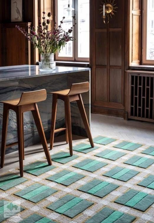 two stools sitting in front of a counter top