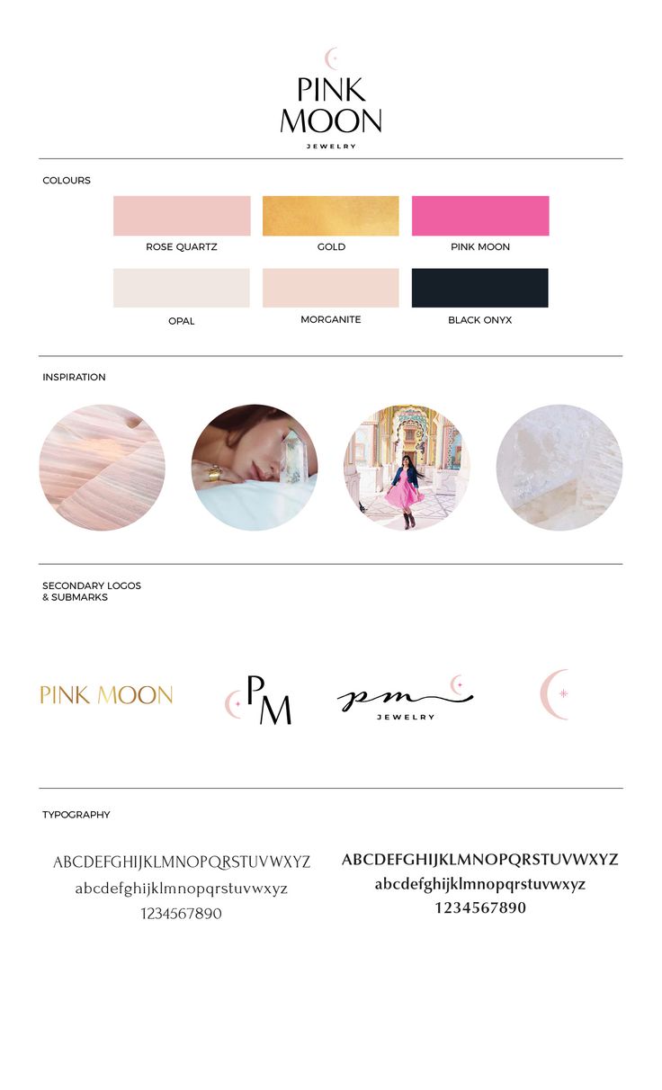 the pink moon website is shown with different colors and font options for each page, including an