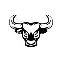 the bull's head is drawn in black and white colors on a white background