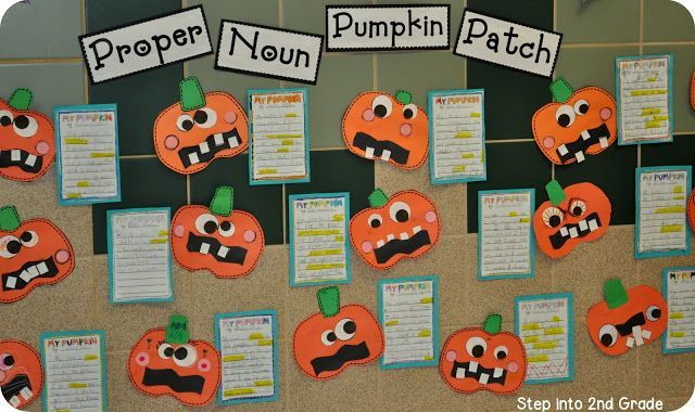 a bulletin board with pumpkins on it