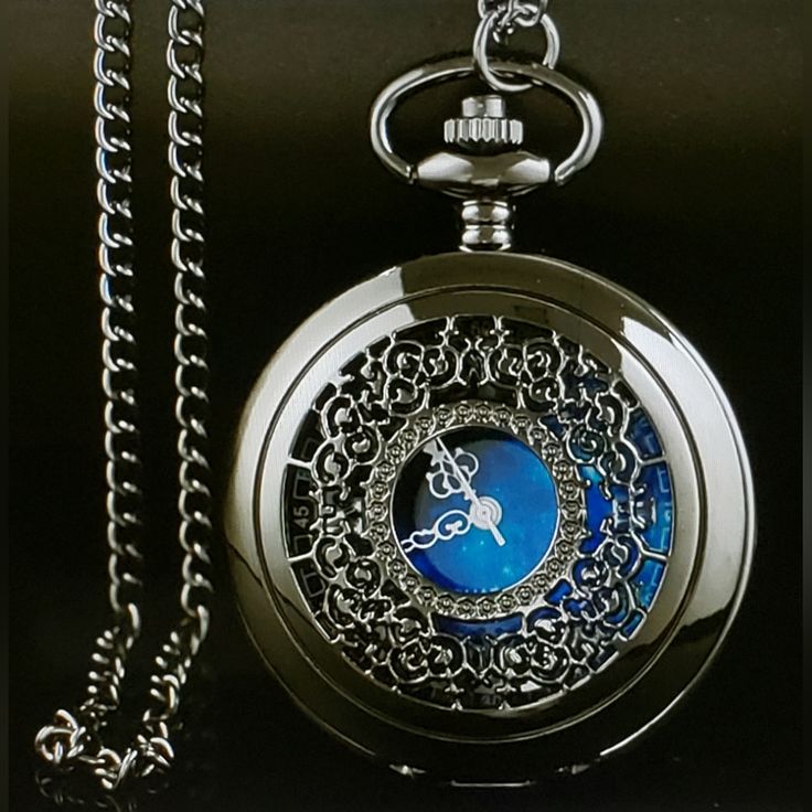 Beautiful, Retro, Shiny Gunmetal Colored Pocket Watch With Chain,Engravable, Blue Face, New With Tags! Silver Metal Pocket Watch, Silver Metal Round Pocket Watch, Silver Round Pocket Watch, Timeless Silver Metal Pocket Watch, Timeless Silver Metal Watch Accessories, Silver Metal Pocket Watch For Formal Occasions, Elegant Silver Metal Pocket Watch, New Apple Watch Bands, Fitbit Bands