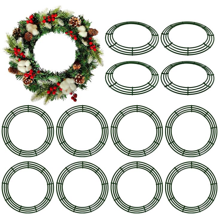 christmas wreaths and circle frames are arranged in the shape of an o - ring