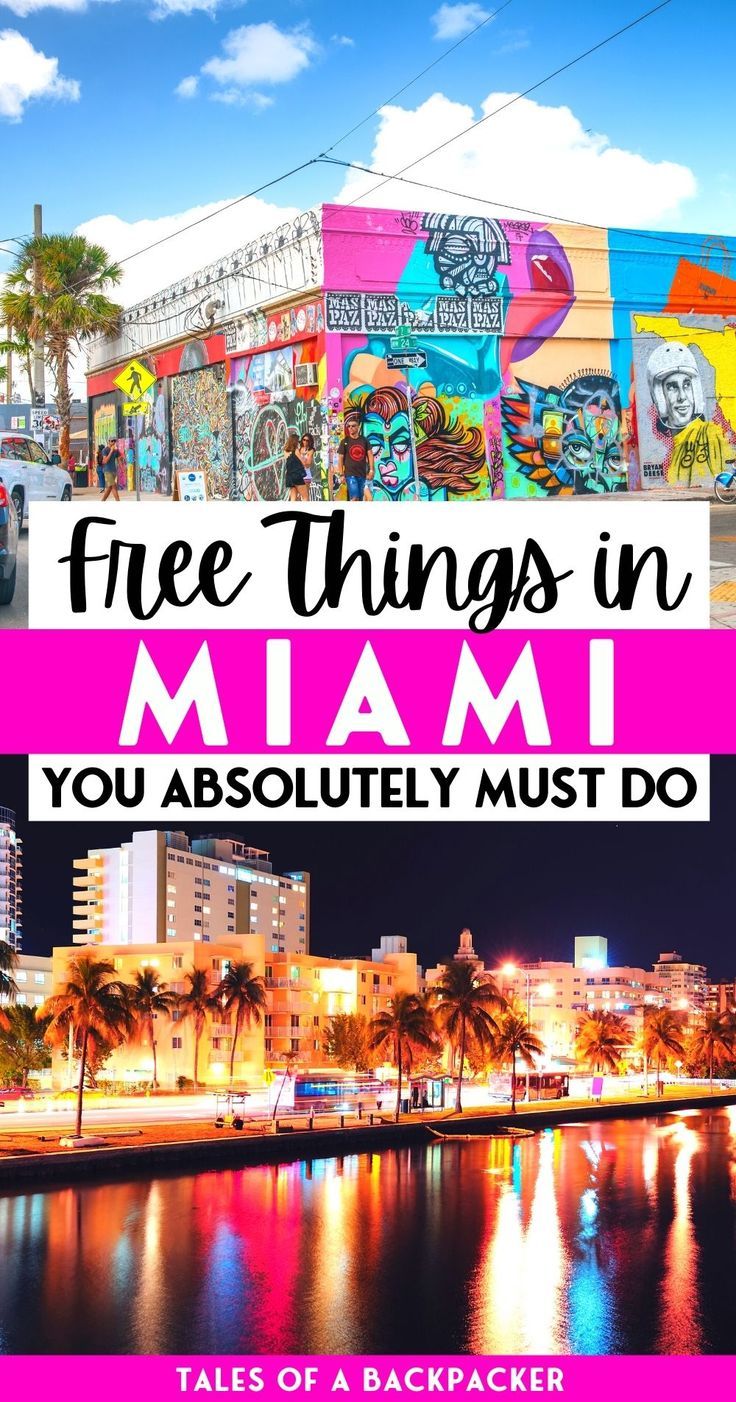 a pink and white photo with the words free things in miami you absolutely must do