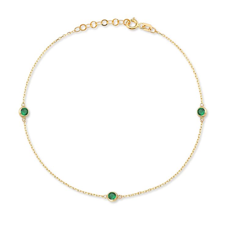 "Meet with our emerald station bracelet which is the symbol of hope that brings joy and vitality for your spirit. STATION*EMERALD*BRACELET ‣ 2 Years Warranty ‣ Free Express International Shipping ‣ Free returns within 30 days from the order date Features * Made to Order. * Material: Solid Gold (real solid gold, no gold-filled or no gold plated material) * Gold KT: 14K * Choice of Gold Color: Yellow Gold, Rose Gold, White Gold * Gem Stone: Genuine Emerald * Emerald-Cut: Round * Number of Stones: Bracelet Emerald, Symbol Of Hope, Station Bracelet, Zodiac Sign Necklace, Gold Hamsa, Fine Gold Jewelry, Emerald Bracelet, Solid Gold Chains, Hope Symbol