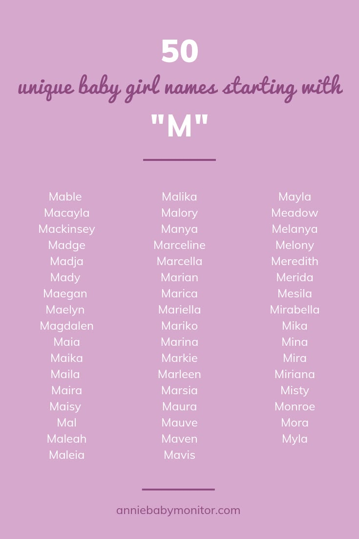 the 50 unique baby girl names starting with m