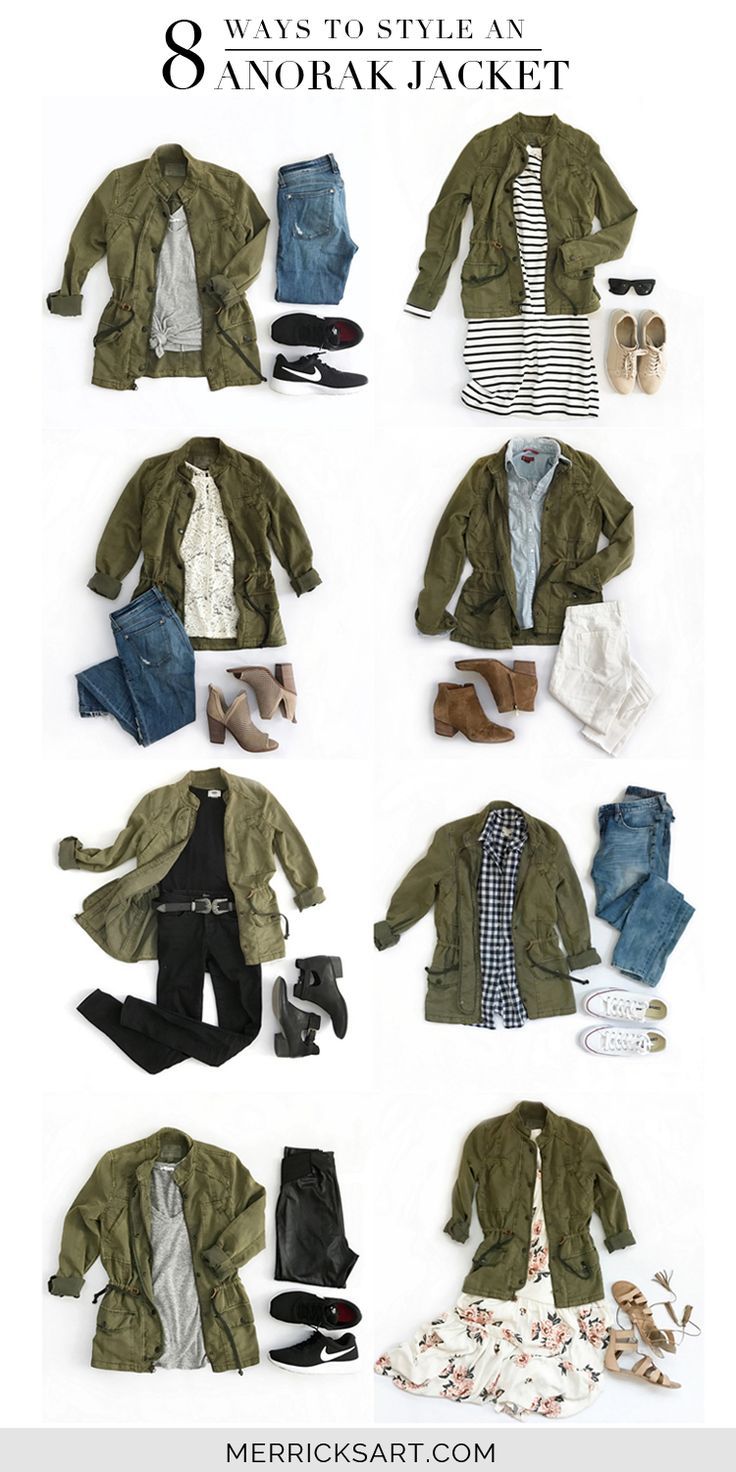 Merrick's Art // Style + Sewing for the Everyday Girl :  8 Ways to Style an Olive Jacket Olive Green Jacket Outfits, Green Jacket Outfit, Olive Jacket, Olive Green Jacket, Clothes And Shoes, Outfit Jeans, Army Jacket, Mode Casual, Fashion Capsule