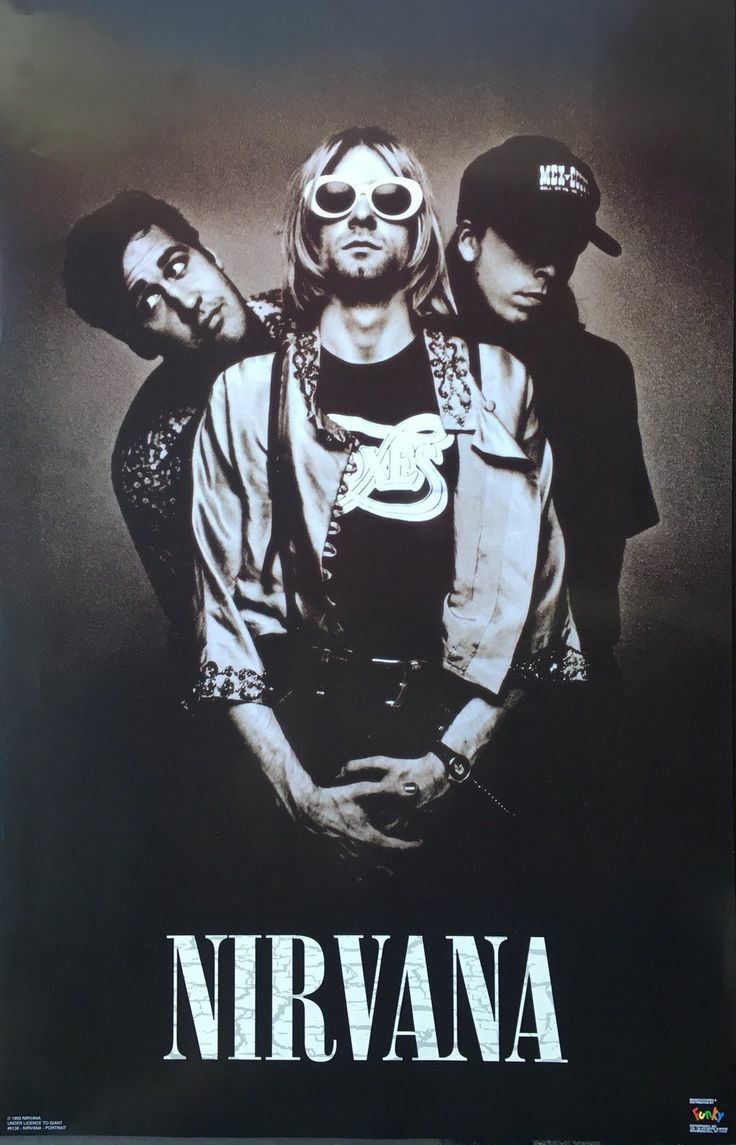 nirvana poster in black and white with two men