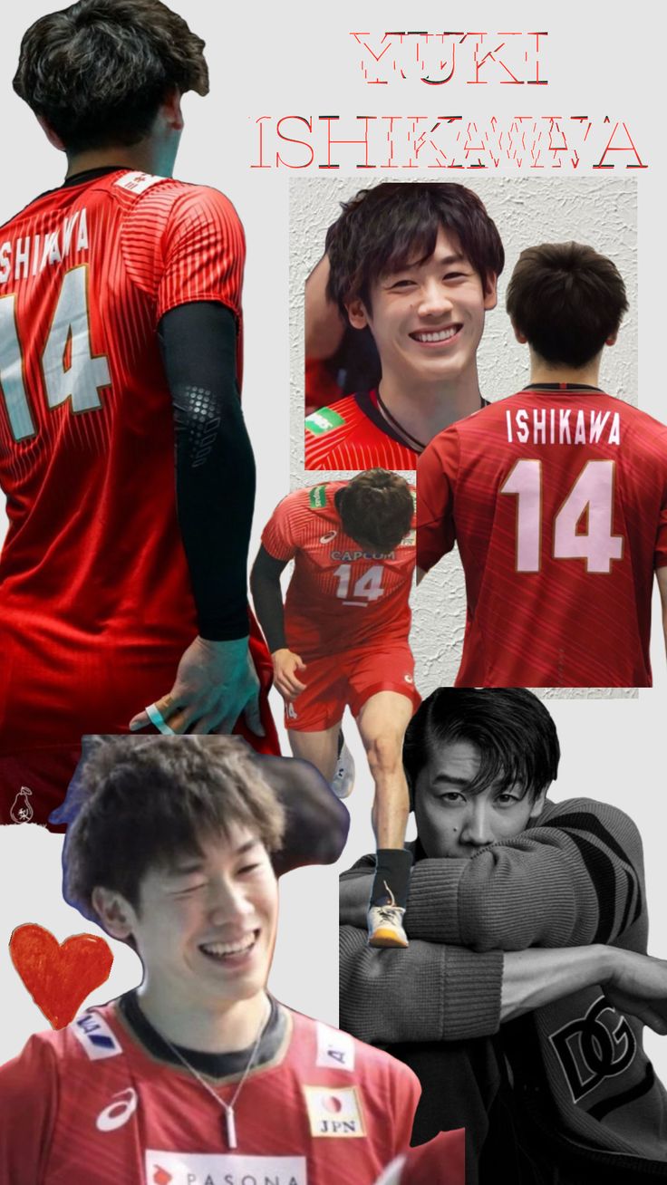 the collage shows two men in red jerseys