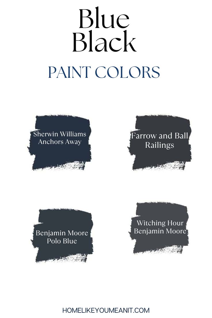 the blue black paint colors are shown in three different shades and each color is different