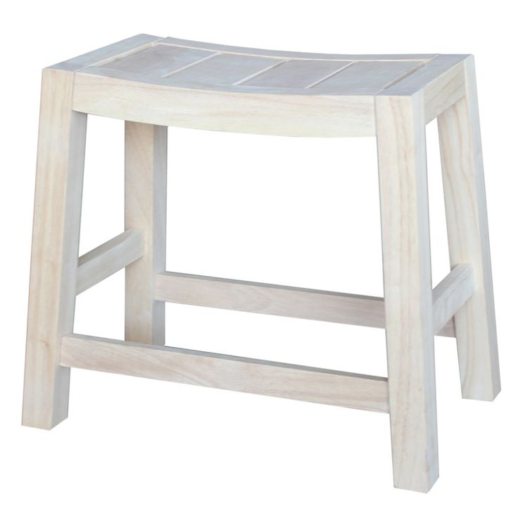 a white wooden stool on a white background