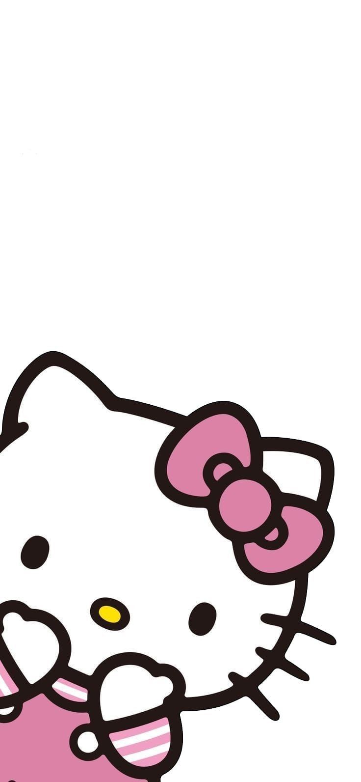 an image of a hello kitty wallpaper in pink and white with the word hello kitty on it