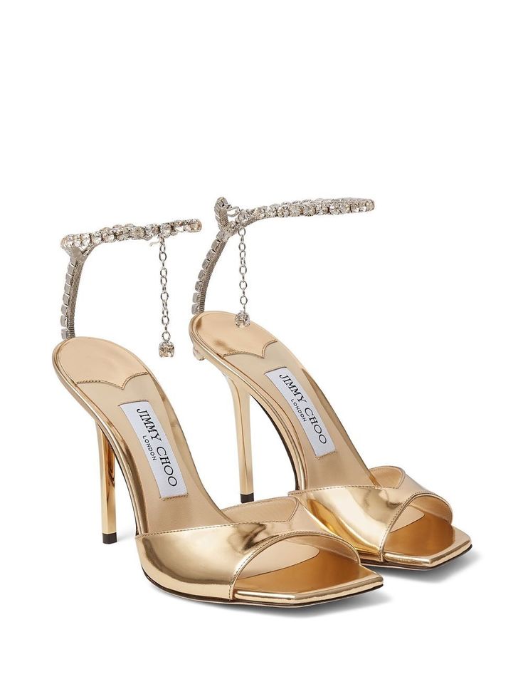 Jimmy Choo Saeda, Golden Heels, Diamond High Heels, High Heels Classy, Jimmy Choo Gold, Jimmy Choo Sandals, Jimmy Choo Heels, Crystal Shoes, Fancy Shoes