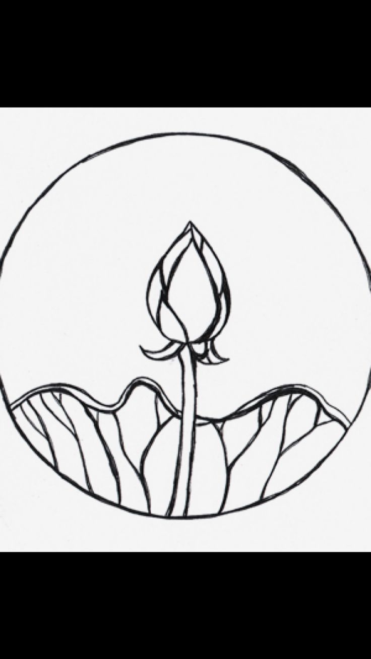 a drawing of a flower in a circle