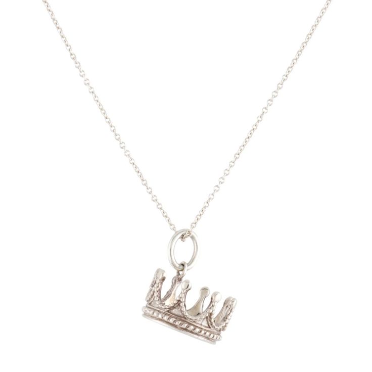 Vintage, Authentic. Pre-Owned. Just Polished And Shined To Look Brand New, Ready For Gifting! No Scratches On The Crown Charm. This Is An Authentic Tiffany & Co. 925 Silver Princess Crown Charm Pendant Necklace. Necklace Is 18" With 2mm Thick Links. Princess Crown Charm Is 15mm X 8mm. This Is An Older Retired Vintage Piece, Before Markings Were Lasered Onto The Piece. Comes With Dust Bag And Box! Silver Crown Necklace, Formal White Gold Necklaces With Charms, Silver Princess Crown, Crown Charm, Beauty Magic, Crown Necklace, Silver Crown, Princess Crown, Charm Pendant Necklace