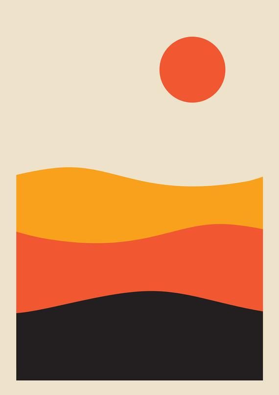 an orange and black landscape with the sun in the background