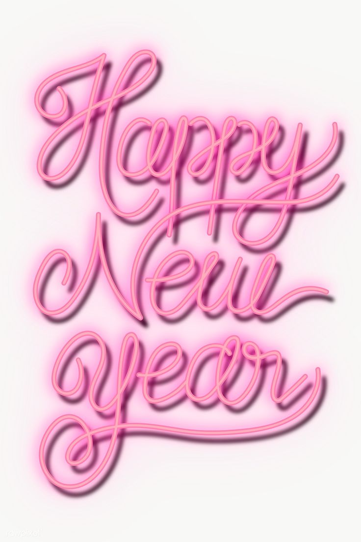 the words happy new year written in neon pink