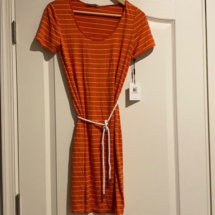 New Calvin Klein Dress In A Soft Rayon Spandex. Orange And White Stripes With Rope Belt Features Gold Accent. Sfpf Home. Casual Orange Dress With Tie Waist, Casual Orange Tie Waist Dress, Calvin Klein Summer Cotton Dress, Casual White Calvin Klein Dress, Casual Knee-length Calvin Klein Dress, Casual Calvin Klein Knee-length Dress, Casual Orange Tie-waist Dress, Casual V-neck Calvin Klein Dress, Calvin Klein Summer V-neck Dress