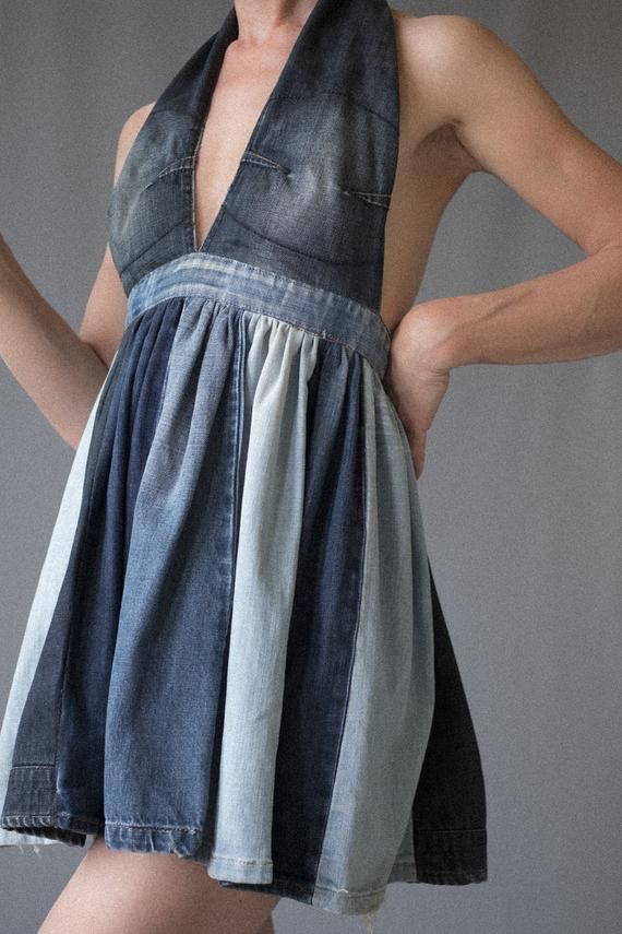 7-jeans summer / cocktail dress | Etsy Upcycle Dress, Vestiti In Jeans, Summer Cocktail Dress, Jean Dresses, Upcycled Dress, Diy Jeans, Upcycle Clothes Diy, Jeans Summer, 7 Jeans