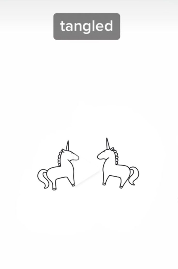 an animated drawing of two unicorns facing each other with the caption'tangled'above them