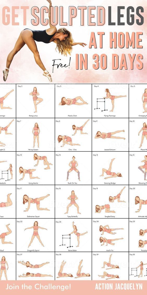 a woman doing yoga poses with the words get sculpted legs at home in 30 days