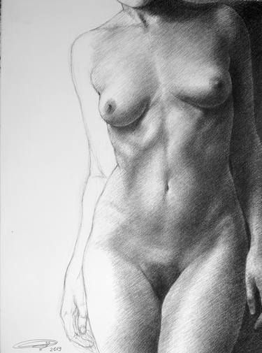 a pencil drawing of a naked woman