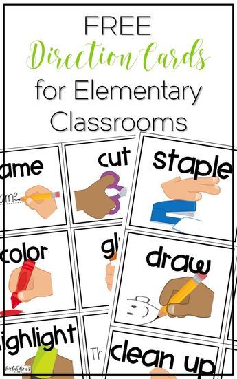 four different classroom cards with the words cut and pastel on them, including one for each