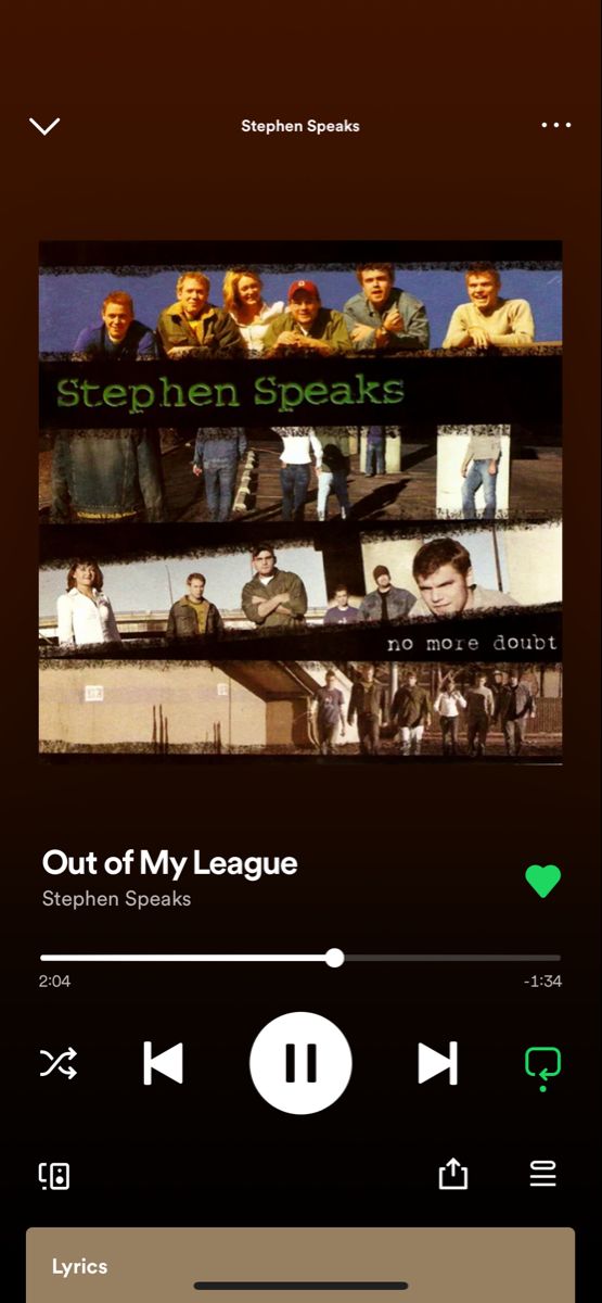 an mp3 player with the words stephen speaks out of my league on it's screen