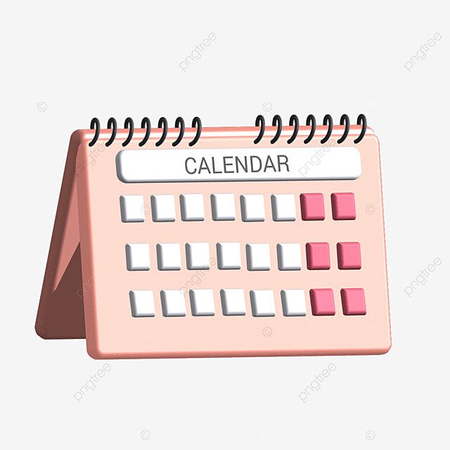 a pink and white calendar with the word calendar written on it's front side