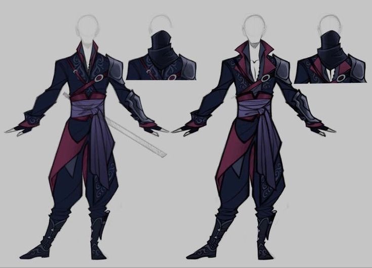 the concept art for an upcoming video game character, with different poses and armors