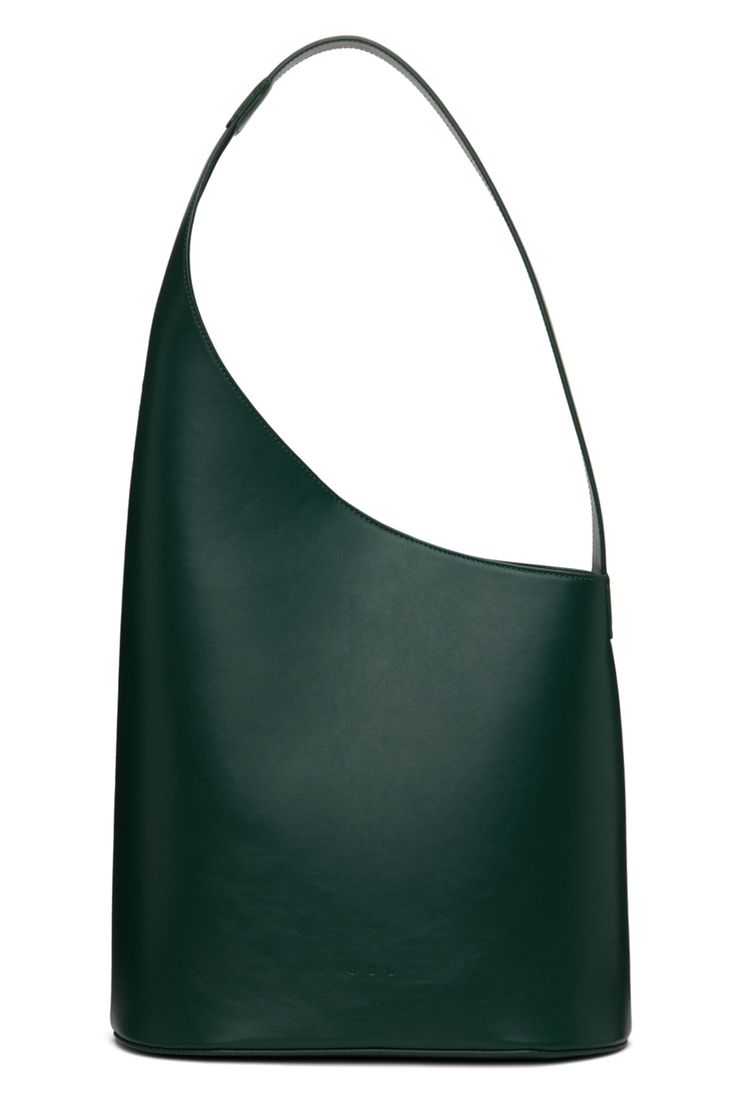 Aesther Ekme: Green Lune Tote | SSENSE Green Leather-lined Tote Shoulder Bag, Modern Green Textured Leather Shoulder Bag, Modern Green Shoulder Bag With Leather Lining, Green Textured Leather Shoulder Bag With Top Handle, Luxury Green Shoulder Bag With Leather Lining, Green Leather-lined Shoulder Bag For Office, Green Leather Lined Shoulder Bag For Office, Green Textured Leather Top Handle Shoulder Bag, Green Hobo Shoulder Bag For Office