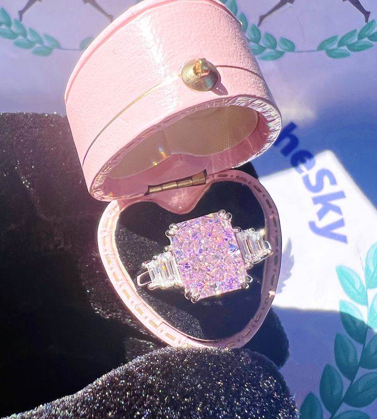 5 Carat Pink Engagement Simulated Diamond Ring Brilliant Cut 10*10mm Vintage style ART DECO Ring S925/14K/18K GOLD Mainstone size is 10*10mm ♥925 SILVER WITH 18KGP ♥ The main stone is finest Simulated diamonds  Diamond : D Color AAAAA Quality, VVS1~FL ♥Absolutely gorgeous and beautifully handcrafted Cushion-Cut Simulated Diamond Ring in solid 925 Sterling Silver. ♥ This classic yet trendy Ring makes the perfect Christmas/Anniversary/Valentine's/Birthday gift for her that will be treasured forever. We have confidence that the beautiful and sparkling piece will get her deeply moved and joyful with tears! ♥ This is the perfect conflict-free alternative to a mined Diamond! ♥ We use the finest simulated diamonds in the market. They are hand-cut and faceted to the highest quality standards to ma Pink Engagement, Vintage Style Art, Simulated Diamond Rings, Style Art Deco, Trendy Ring, Valentine Birthday, Deco Ring, Art Deco Ring, Real Diamonds