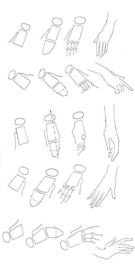 a drawing of hands and other objects