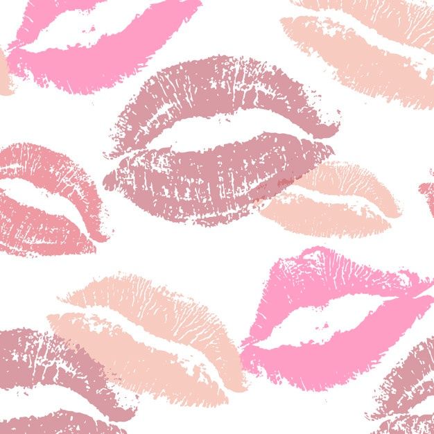 lipstick kisses painted on white background with pink and red colors stock photo - royalty illustration