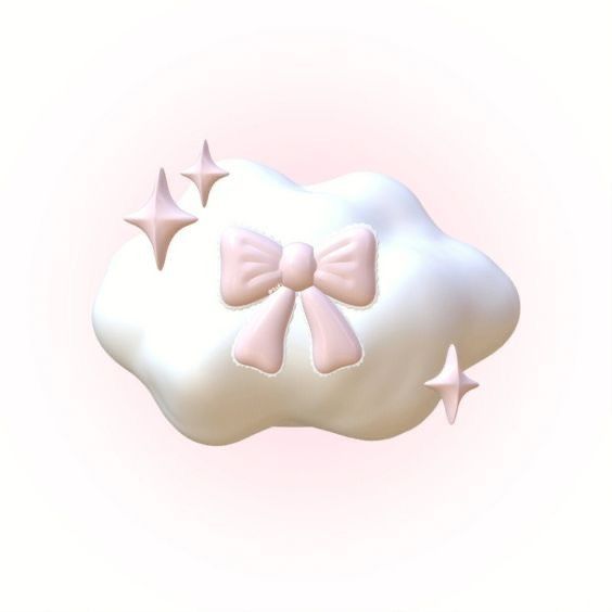 a white cloud with pink bows and stars on it