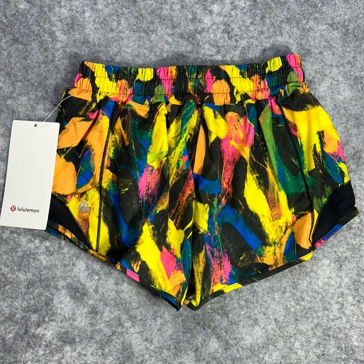 New Lululemon Hotty Hot Shorts Low-Rise Lined 2.5" Unbm/Blk 8 10 12 *Please Note That Pattern Can Vary Slightly From Photo Due To The Style Elevate Your Athletic Game With These Vibrant And Functional Lululemon Hotty Hot Shorts 2.5 Inch. The Multicolor Paint Strokes Pattern Adds A Pop Of Color To Your Activewear Wardrobe. These Low-Rise Shorts Are Made With A Blended Fabric Of Polyester, Making Them Suitable For Machine Washable Garment Care. The Athletic Fit Of These Shorts Is Perfect For Vario Yellow Athletic Shorts With Built-in Shorts For Workout, Multicolor Sporty Athletic Shorts For Sports, Sporty Multicolor Athletic Shorts For Sports, Yellow Athletic Shorts With Built-in Shorts For Sports, Multicolor Athleisure Athletic Shorts For Gym, Multicolor Athleisure Athletic Shorts For Workout, Athleisure Multicolor Gym Athletic Shorts, Athleisure Multicolor Athletic Shorts For Gym, Multicolor Athleisure Shorts For Gym