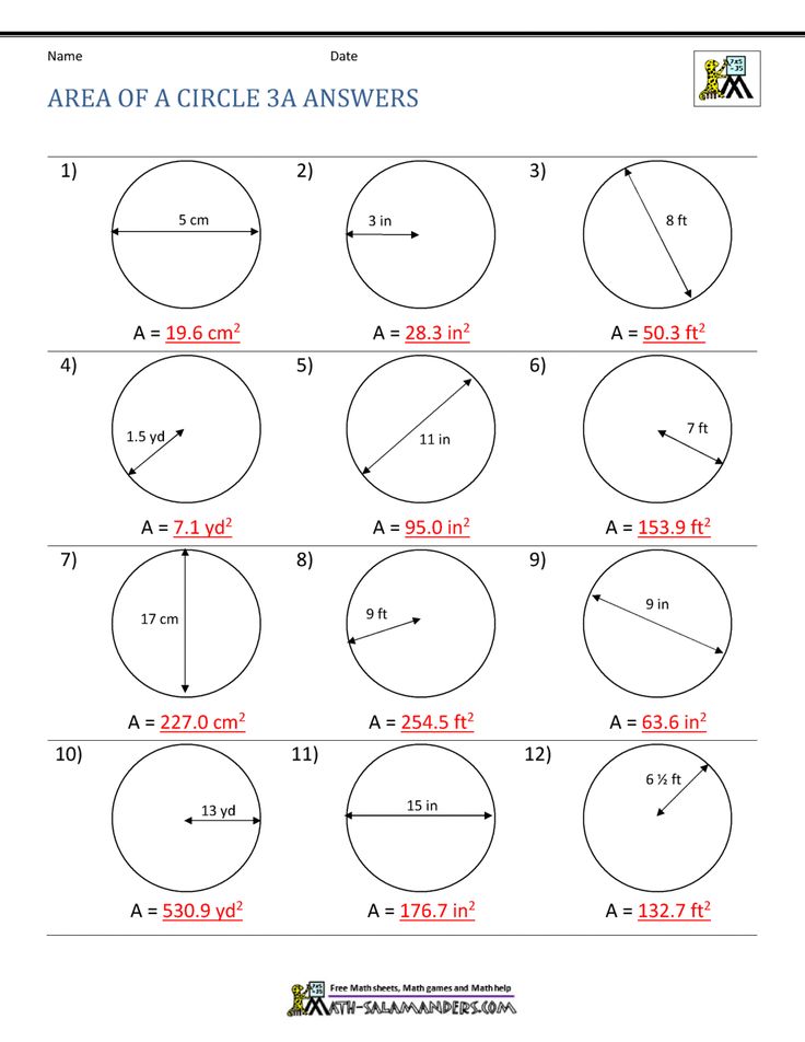 the area of a circle is shown in this worksheet, which shows how to find