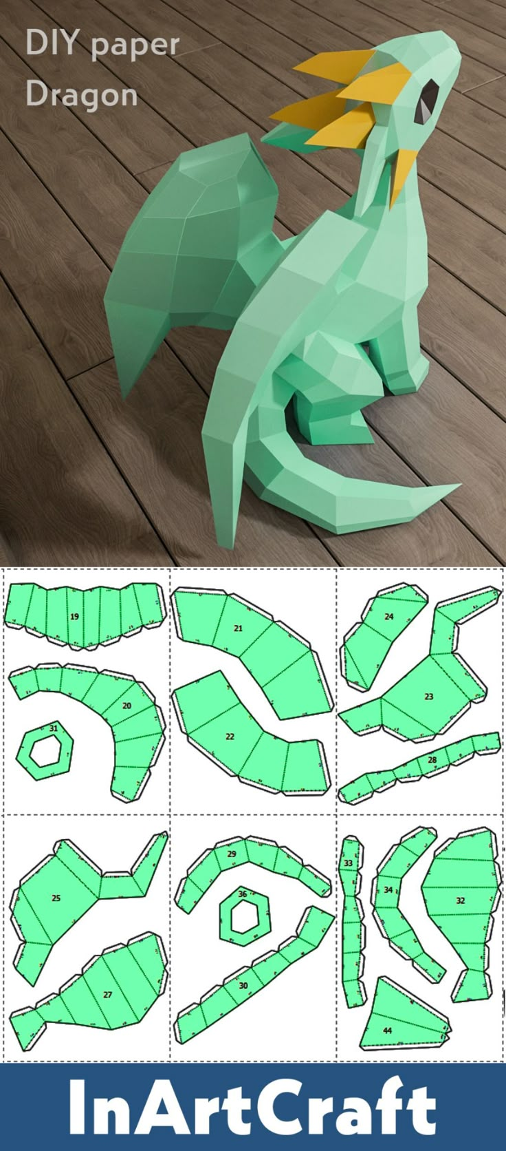 the instructions for how to make an origami dragon with paper and glues