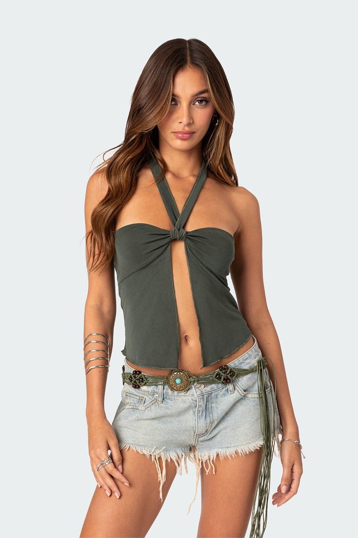 Julia Split Front Top Mens Crop Top, Visionary Fashion, Casual Summer Tops, Halter Tops, Cropped Tube Top, Casual Tops For Women, Asymmetrical Tops, Corset Top, S Models