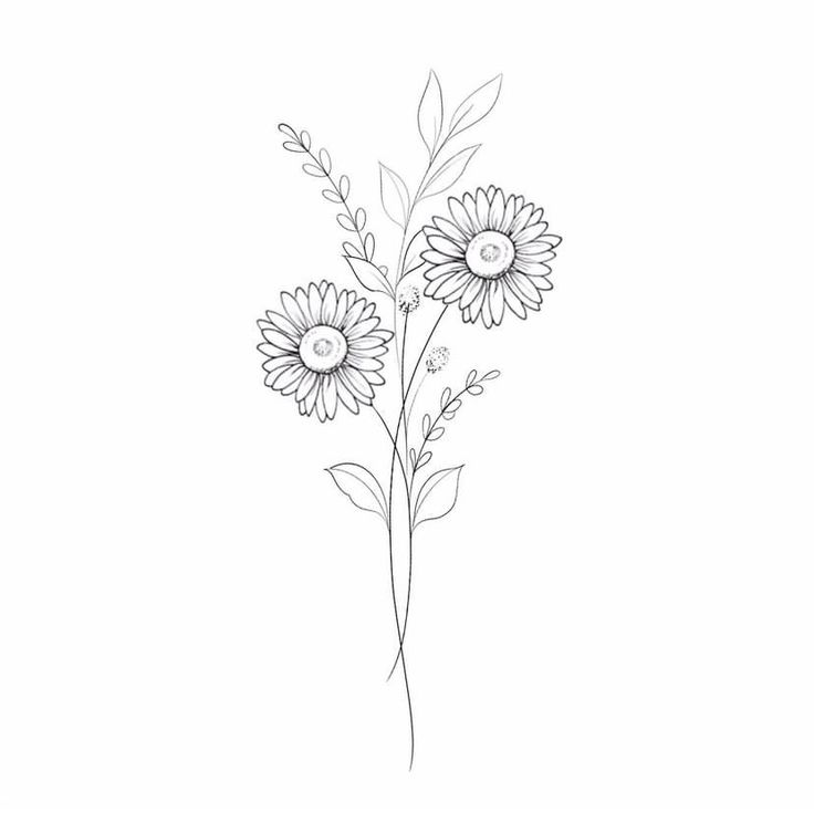 Fine Lines Tattoo, Sunflower Tattoo Simple, Lines Tattoo, Flor Tattoo, Cute Simple Tattoos, Wildflower Tattoo, Sunflower Drawing, Daisy Tattoo, Flower Tattoo Shoulder